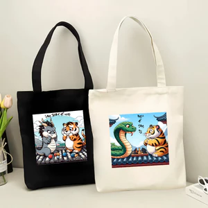 Túi Tote canvas bộ sưu tập Tranh Long Hổ Tranh Đấu Cute ngộ nghĩnh túi vải đeo vai phong cách thời trang đựng đồ tota69