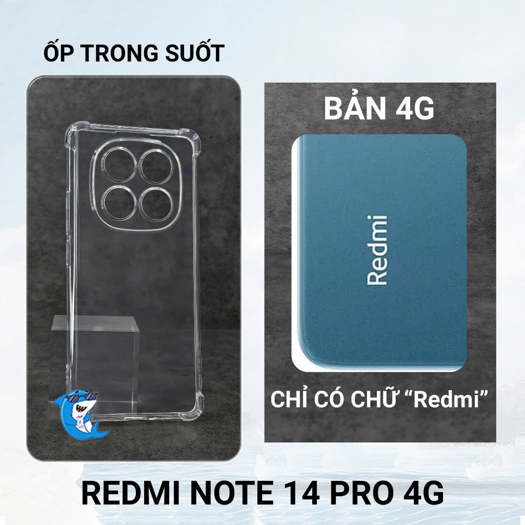 Ốp lưng Redmi Note 14, 14 Pro 4G 5G silicon trong suốt dẻo chống sốc Vỏ bao điện thoại xiaomi