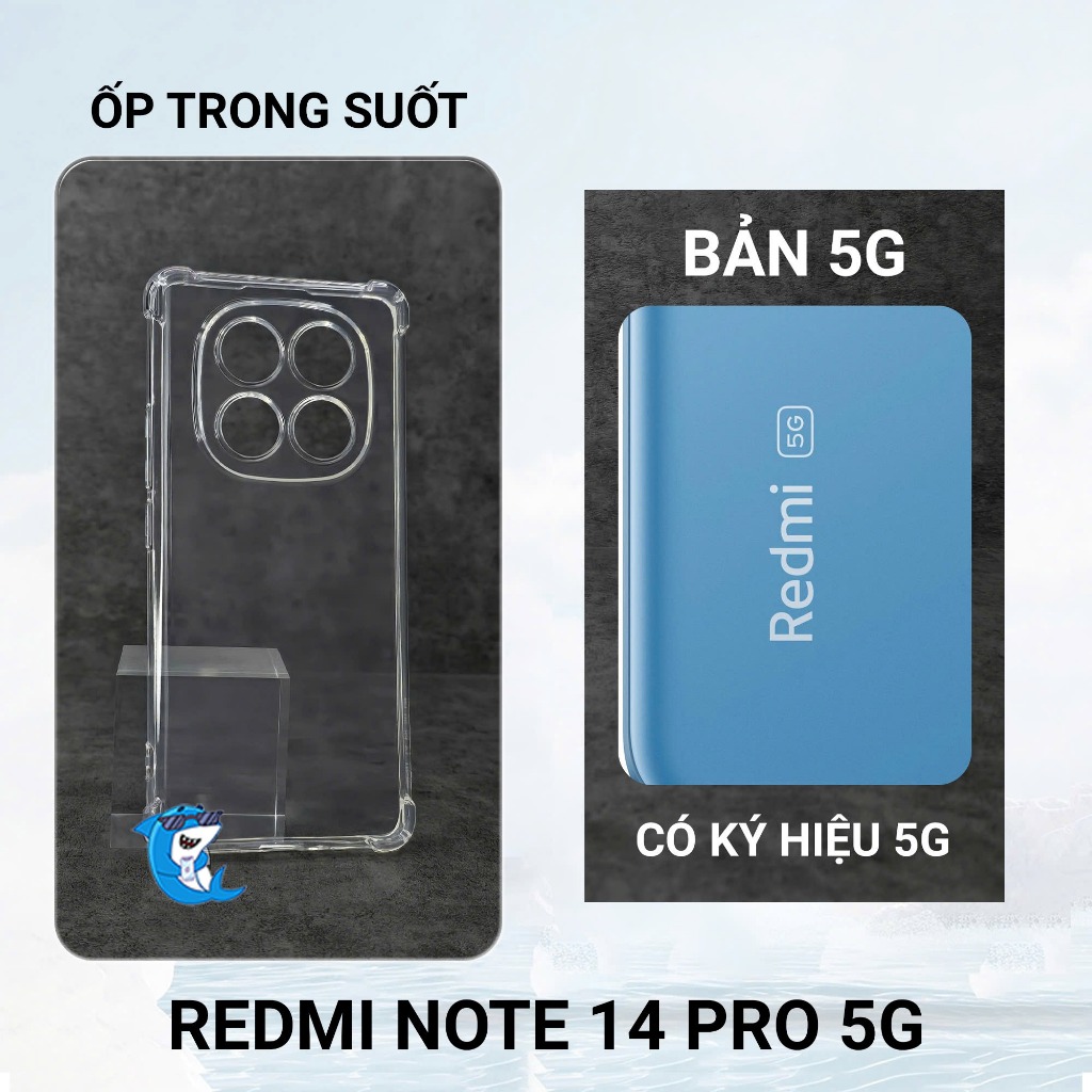 Ốp lưng Redmi Note 14, 14 Pro 4G 5G silicon trong suốt dẻo chống sốc Vỏ bao điện thoại xiaomi