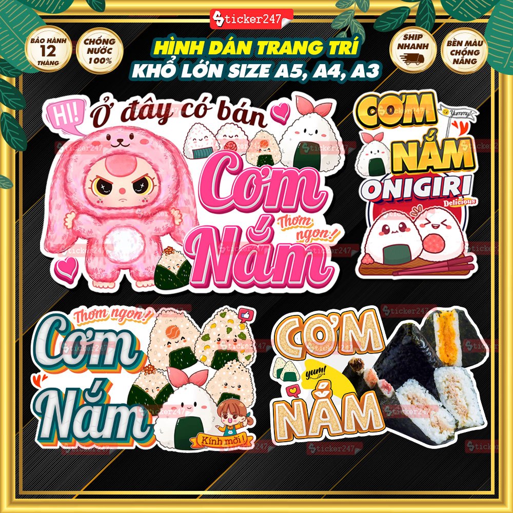 Decal Cơm Nắm Trang Trí Quầy Ăn Sáng Chống Nước 🌈𝑭𝒓𝒆𝒆𝒔𝒉𝒊𝒑 Hình Dán Cơm ...