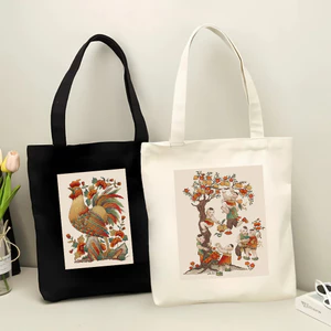 Túi Tote bộ sưu tập TRANH ĐÔNG HỒ Việt Nam túi vải canvas đeo vai phong cách đi chơi đi học thời trang đựng đồ tota071