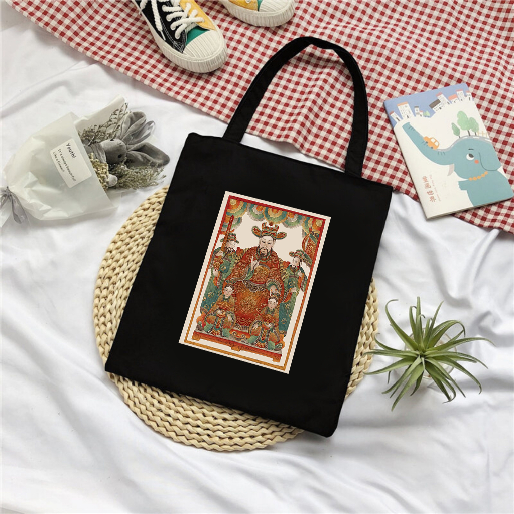 Túi Tote bộ sưu tập TRANH ĐÔNG HỒ Việt Nam túi vải canvas đeo vai phong cách đi chơi đi học thời trang đựng đồ tota071