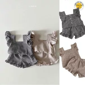 - QCCC- Set bộ caro bánh bèo cover Hàn Quốc hàng quảng châu cho bé gái 5-13kg