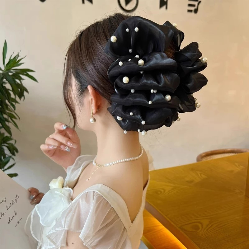 Kẹp Tóc Đám Mây Voan Đính Hạt Ngọc Phong Cách Retro Thanh Lịch Phụ Kiện Tóc Nữ Và Bé Gái Empoli