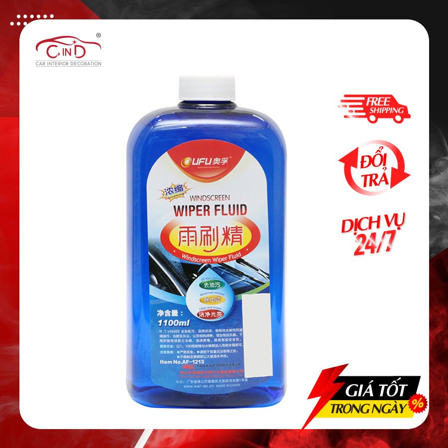 Nước Châm Gạt Kính Xe Đậm Đặc OUFU AF-1213 1.1L Phù Hợp Cho Nhiều Dòng Xe Ô Tô Xe Hơi Xe Tải Nên Pha Loãng Tỷ Lệ 1.1