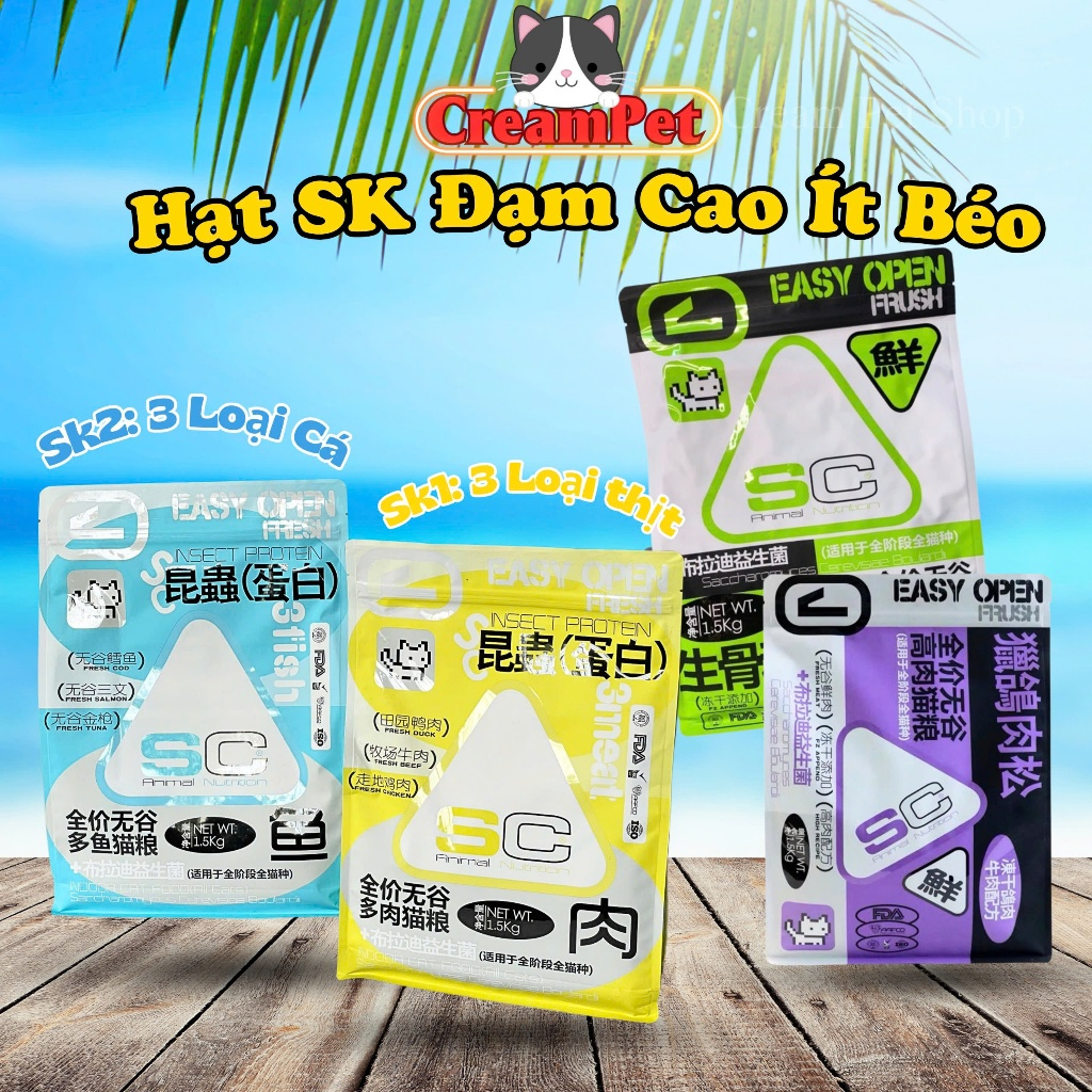 Hạt Cho Mèo SC SK1 SK2 Protein Cao - Hạt Không Độn Ngũ Cốc Mix Topping Cho Mèo Mọi Lứa Tuổi