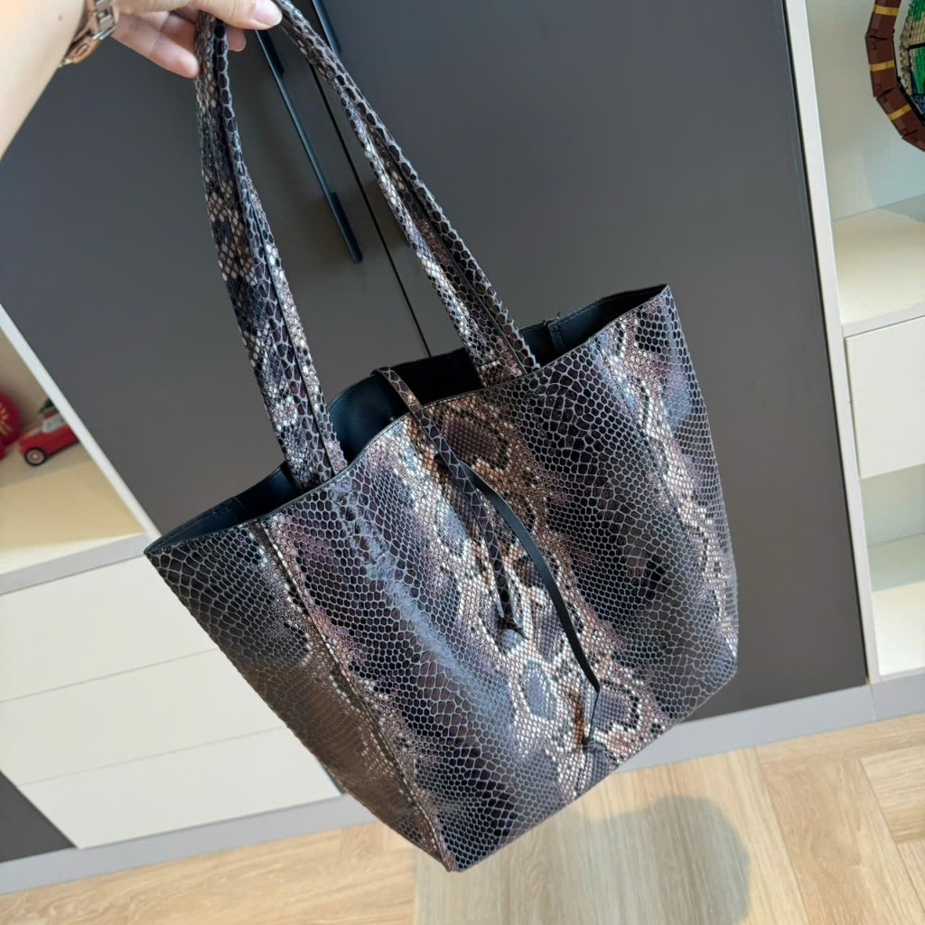 [ Deal Lớn ] Tote da rắn công sở CARRIER_Màu trầm dễ phối đồ_Hàng xuất ...