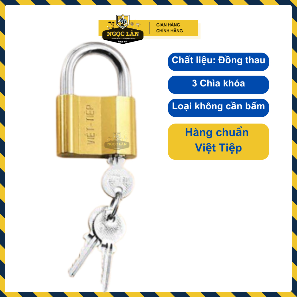 Khóa cửa, khóa treo đồng dùng chìa Việt Tiệp hàng chuẩn cầu 6,7,8,10mm an toàn bền bỉ và cao cấp
