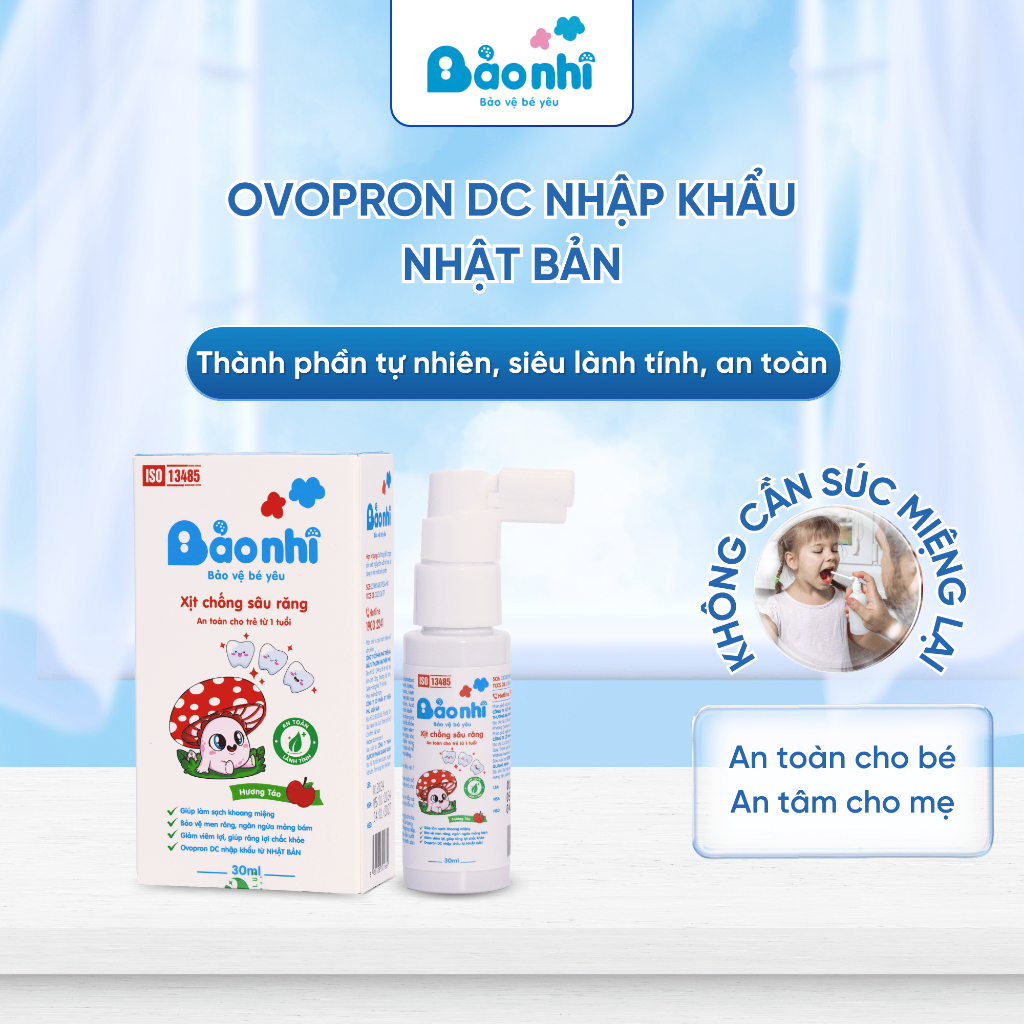 Xịt Chống Sâu Răng Bảo Nhi công nghệ Nhật Bản Sạch Mảng Bám Giảm Hôi Miệng An Toàn Khi Nuốt 30ml