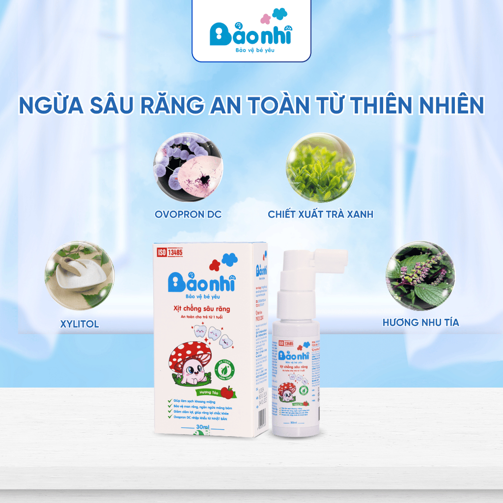 Xịt Chống Sâu Răng Bảo Nhi công nghệ Nhật Bản Sạch Mảng Bám Giảm Hôi Miệng An Toàn Khi Nuốt 30ml