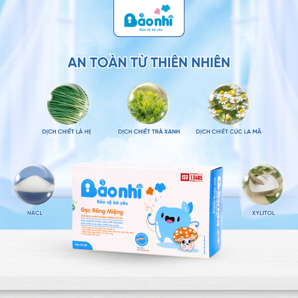 Gạc Rơ Lưỡi Bảo Nhi Tiêu Chuẩn 5SAO, Làm Sạch Răng, Lưỡi, Nướu và Khoang Miệng Cho Bé - 30Gói/Hộp
