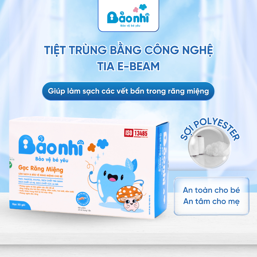 Gạc Rơ Lưỡi Bảo Nhi Tiêu Chuẩn 5SAO, Làm Sạch Răng, Lưỡi, Nướu và Khoang Miệng Cho Bé - 30Gói/Hộp