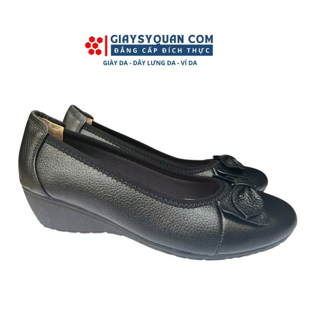 Giày búp bê đế xuồng da thật mềm đế cao 4cm, Giày Đồng Phục Nhà Hàng Khách Sạn