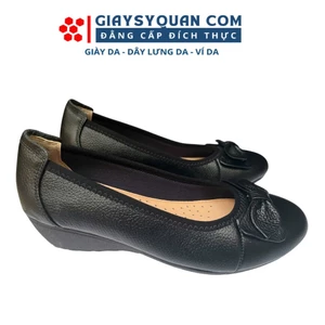 Giày búp bê đế xuồng da thật mềm đế cao 4cm, Giày Đồng Phục Nhà Hàng Khách Sạn