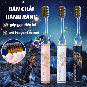 Set 3 Bàn Chải Đánh Răng Gấp Gọn Họa Tiết Hoa Hồng Lông Chải Mềm Mại Mang Du Lịch Tiện Lợi