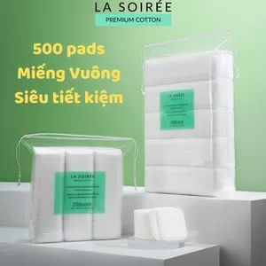 Bông Tẩy Trang La Soirée 100% Cotton Vuông To, Mềm Mịn, Không Xơ Bông