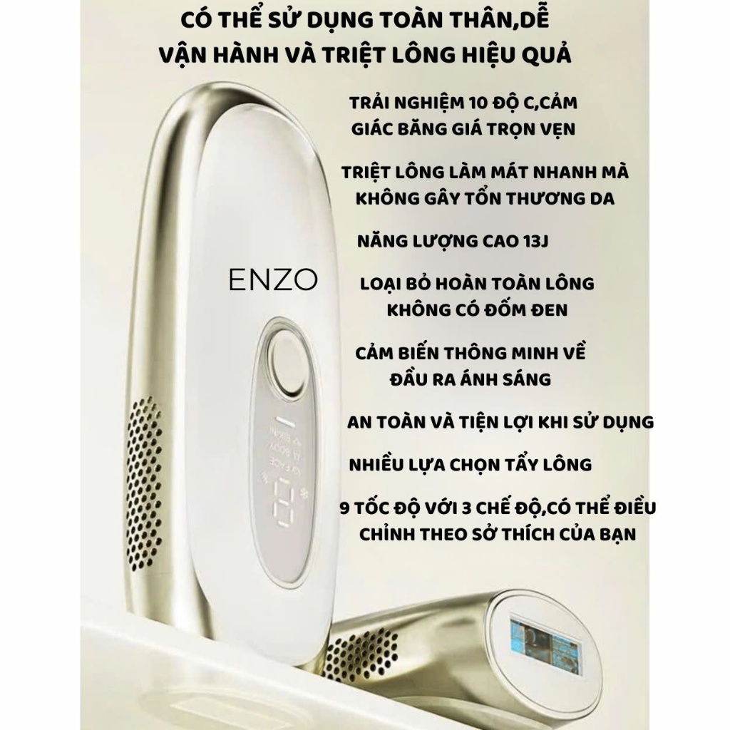 Ảnh Máy triệt lông lạnh IPL Sapphire Cooling ENZO triệt lông vĩnh viễn tại nhà,9 cấp độ,công nghệ triệt lạnh an toàn cho da 1