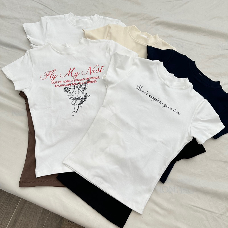 AYU TOP - Áo Thun Ôm DEROSE In Hình Chất Liệu Thun Trơn Mịn Co Giản 4 Chiều | BigBuy360 - bigbuy360.vn