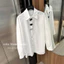 Áo sơ mi nữ, áo dài tay nữ đính hoa đá form overize chất thô mát sang chảnh Fizano HCOM25194