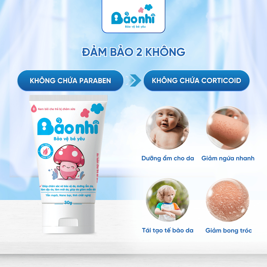 Kem Chàm Sữa Bảo Nhi Giảm Khô Ngưa , Dịu Mẩn Đỏ , Mụn Sữa, Cải Thiện Da Bong Tróc Nứt Nẻ Tuýp 30 Gram