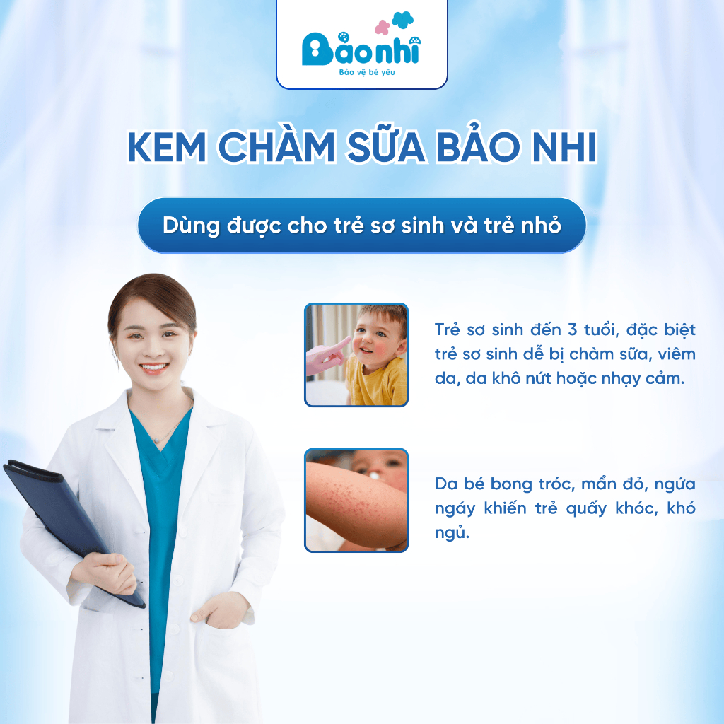 Kem Chàm Sữa Bảo Nhi Giảm Khô Ngưa , Dịu Mẩn Đỏ , Mụn Sữa, Cải Thiện Da Bong Tróc Nứt Nẻ Tuýp 30 Gram