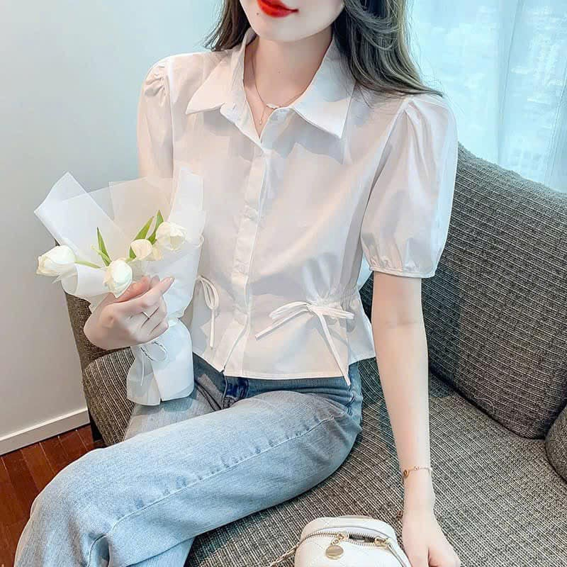 Áo Sơ Mi Nữ, Áo Rút Eo Chất Thô Mềm Dễ Mặc, Mã YS | Shopee Việt Nam