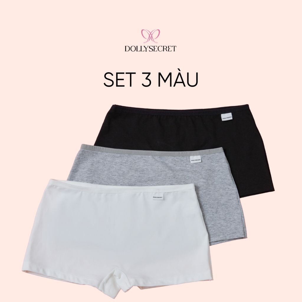 Quần chip đùi cotton siêu mềm mại thoáng mát DOLLY SECRET OFFICIAL. Quần boxer quần bảo hộ mặc trong váy DS08