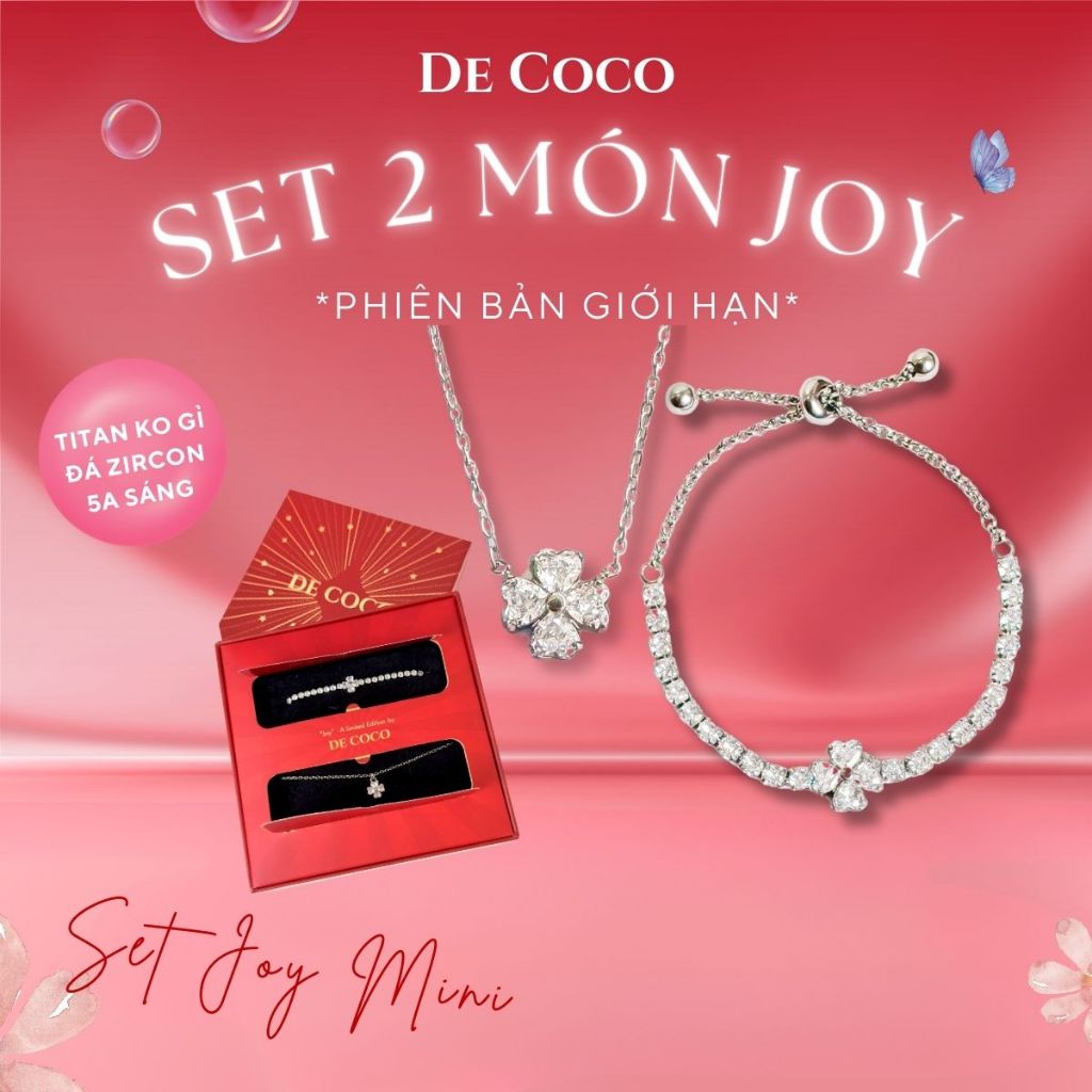 Bộ phụ kiện vòng cổ và vòng tay nữ DECOCO Joy Mini Everleaf cỏ 4 lá ...