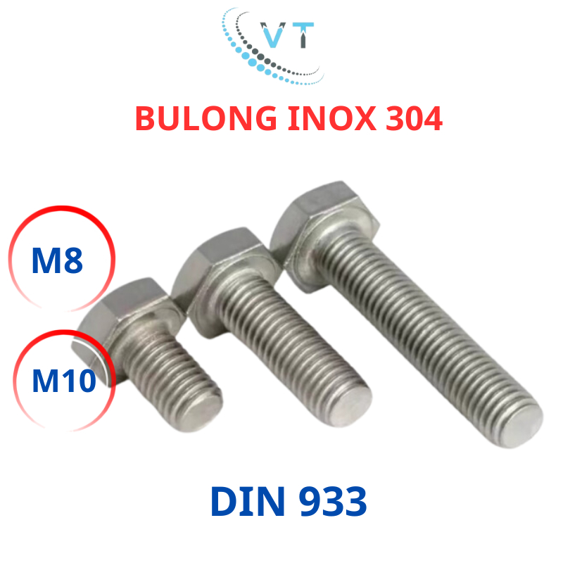 [Combo 2 - 10 Con] Bulong Lục Giác Ngoài INOX 304 M8 M10 (8 Ly - 10 Ly) - Bu Lông Inox Chống Gỉ Đủ Size 20mm Đến 200mm