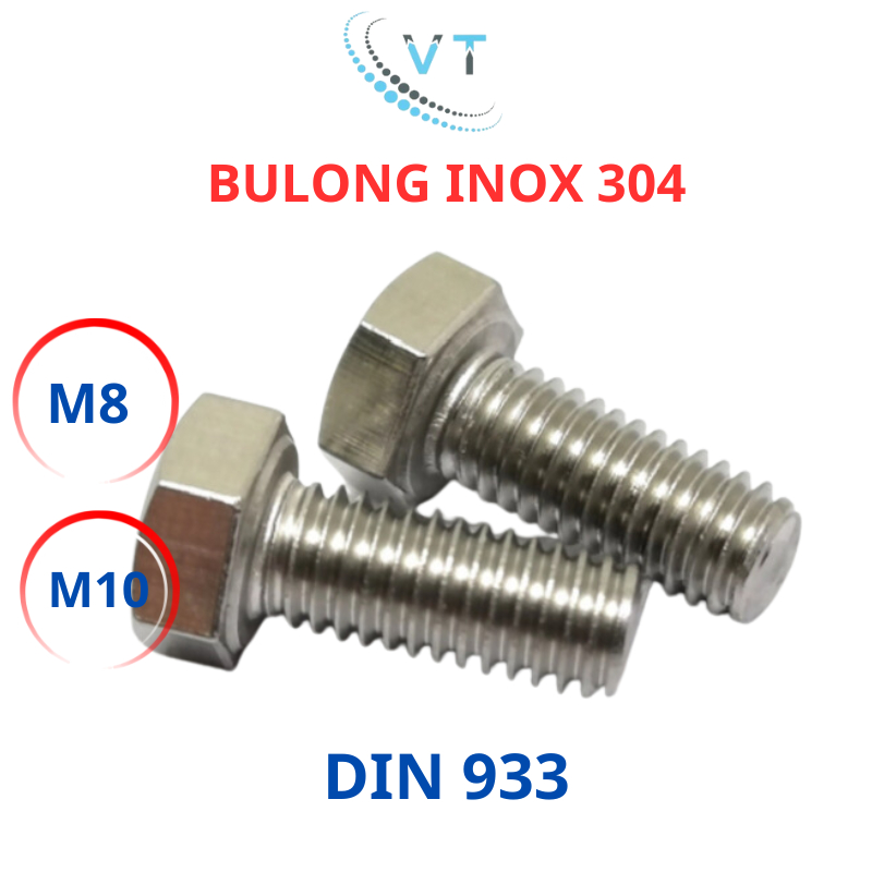 [Combo 2 - 10 Con] Bulong Lục Giác Ngoài INOX 304 M8 M10 (8 Ly - 10 Ly) - Bu Lông Inox Chống Gỉ Đủ Size 20mm Đến 200mm