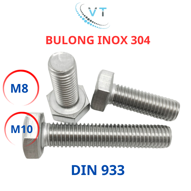 [Combo 2 - 10 Con] Bulong Lục Giác Ngoài INOX 304 M8 M10 (8 Ly - 10 Ly) - Bu Lông Inox Chống Gỉ Đủ Size 20mm Đến 200mm