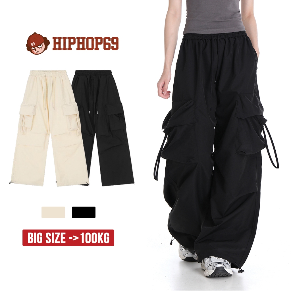 Quần Túi Hộp Ống Rộng Vải Dù Có Dây Rút Unisex, Quần Túi Hộp Phong Cách ...