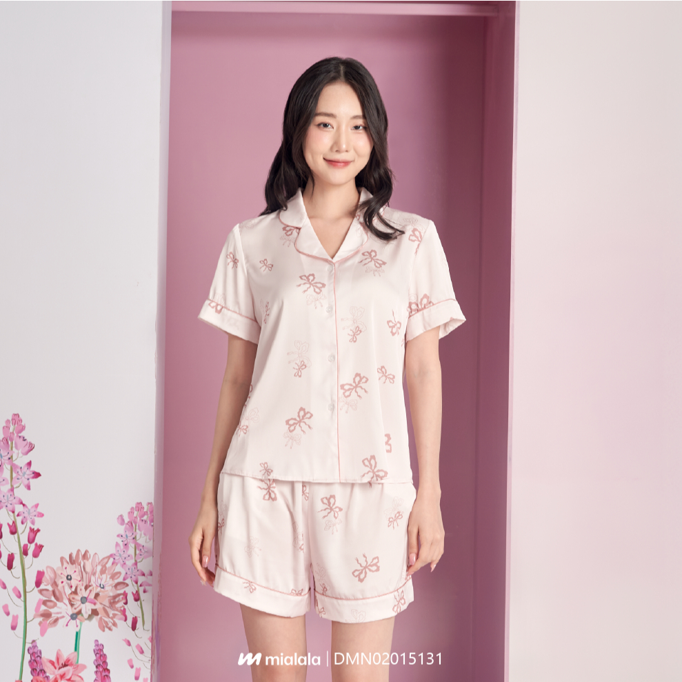 Ảnh Bộ mặc nhà lụa trơn cao cấp dáng pyjama thanh lịch Mialala 5131 DMN02015131 1