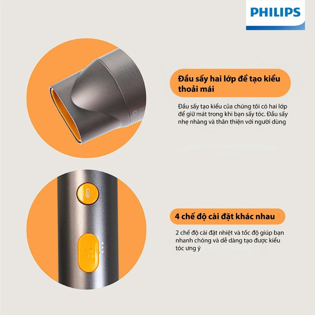 Máy sấy tóc Philips series 3000 BHD321/00 | BHD321/50 - Hàng Chính Hãng - Bảo Hành 24 Tháng