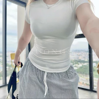 Áo Nữ Thắt Eo Ôm Body Chất Thun Cotton MỊN Hàn Quốc Co Dãn Mát Mẻ QNT