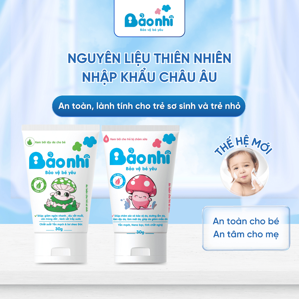 Combo Dưỡng Da Kem Dưỡng Ẩm & Kem Chàm Sữa Bảo Nhi Giúp Bé Giảm Khô Ngứa Nứt nẻ, Dịu Mẩn Đỏ Muỗi Đốt