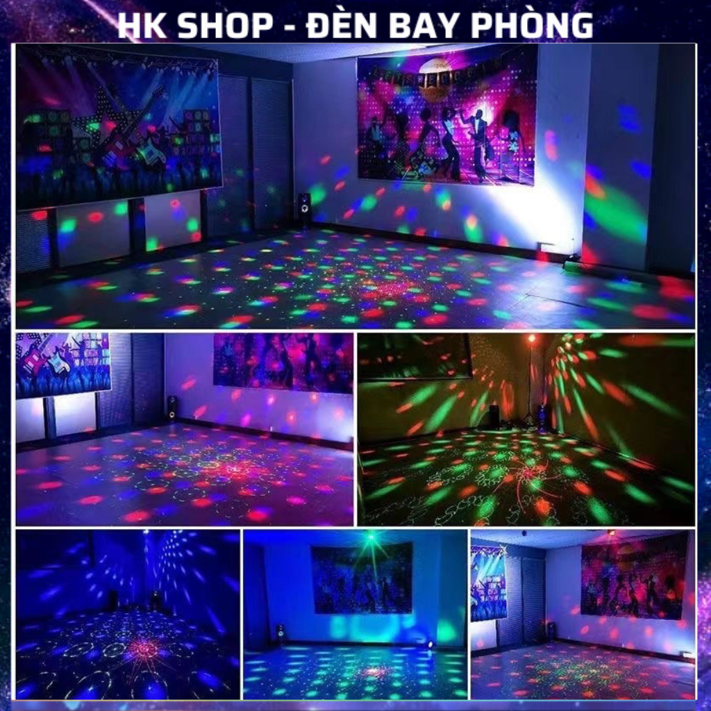 Đèn Bay Phòng Đèn Laser xoay ánh sáng laze cảm biến âm thanh - Kết hợp Đèn LED xoay 7 màu phát sáng