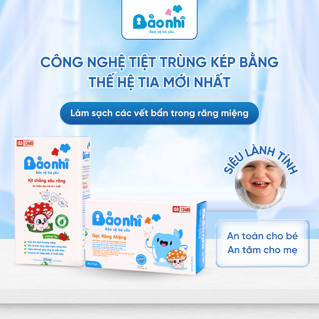 Combo Xịt Chống Chống Sâu Răng & Gạc Rơ Lưỡi Giúp Bé Ngăn Ngừa Sâu Răng Sạch Mảng Bám Giảm Hôi Miệng