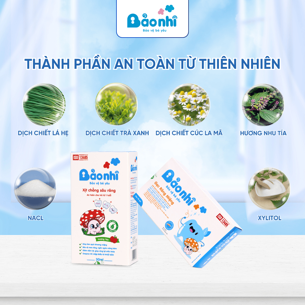 Combo Xịt Chống Chống Sâu Răng & Gạc Rơ Lưỡi Giúp Bé Ngăn Ngừa Sâu Răng Sạch Mảng Bám Giảm Hôi Miệng