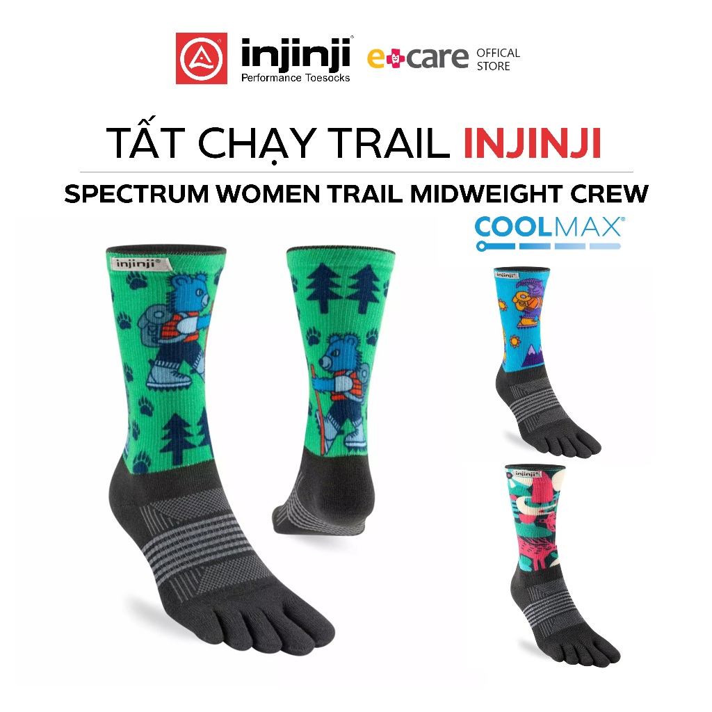 Chaussettes Randonnée Chaussettes Trail Injinji Spectrum Midweight Crew - Taille XS/S, Femme Chaussettes Technique Randonnée