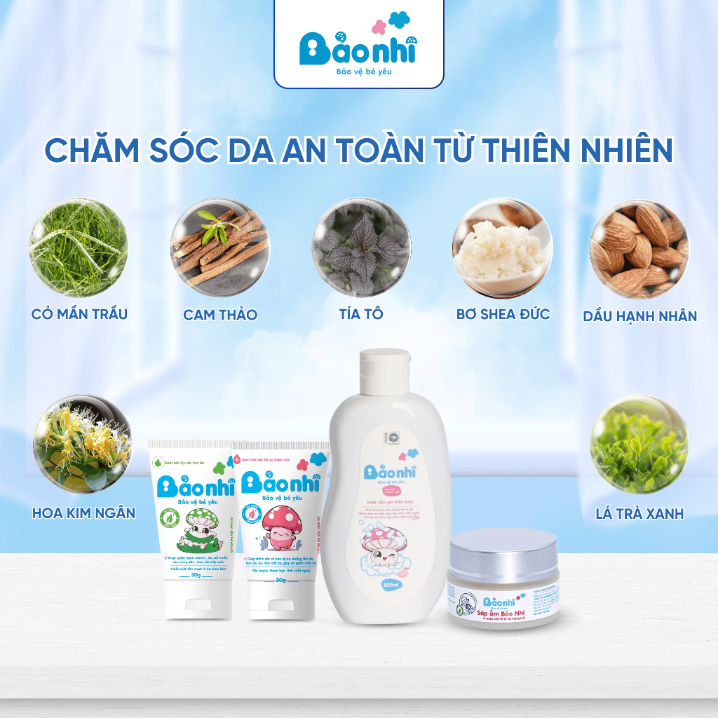 Combo Dự Sinh Chăm Sóc Bé Toàn Diện - Nước Tắm Gội Thảo Dược +Kem Dịu Da +Sáp Giữ Ẩm + Kem Chàm Sữa