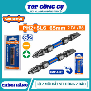ĐỒ NGHỀ WADFOW Bộ 2 Mũi bắt vít đóng 2 đầu  PH2+SL6 65mm WSV3K63