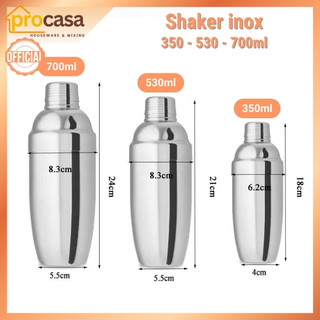 Bình lắc Cocktail - Shaker Inox 304 bền - đẹp - sang trọng - 350ml - 530ml - 700ml