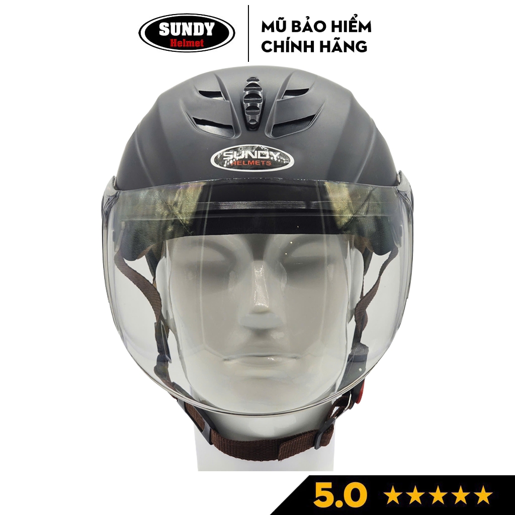 Ảnh Mũ bảo hiểm nửa đầu SUNDY Helmets HP02K có kính dài cả mặt, an toàn thể thao, Freesize (vòng đầu 55-58cm) 3
