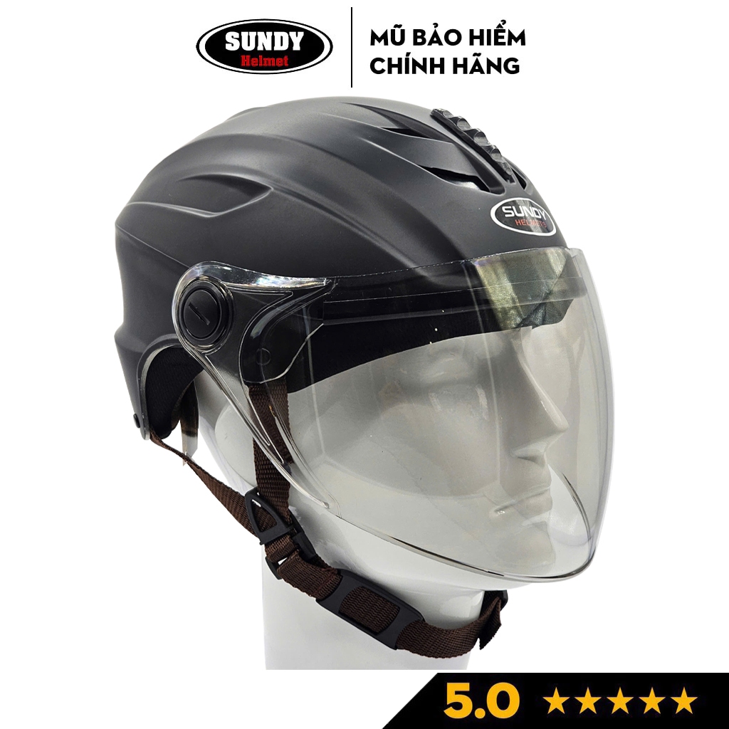 Ảnh Mũ bảo hiểm nửa đầu SUNDY Helmets HP02K có kính dài cả mặt, an toàn thể thao, Freesize (vòng đầu 55-58cm) 1