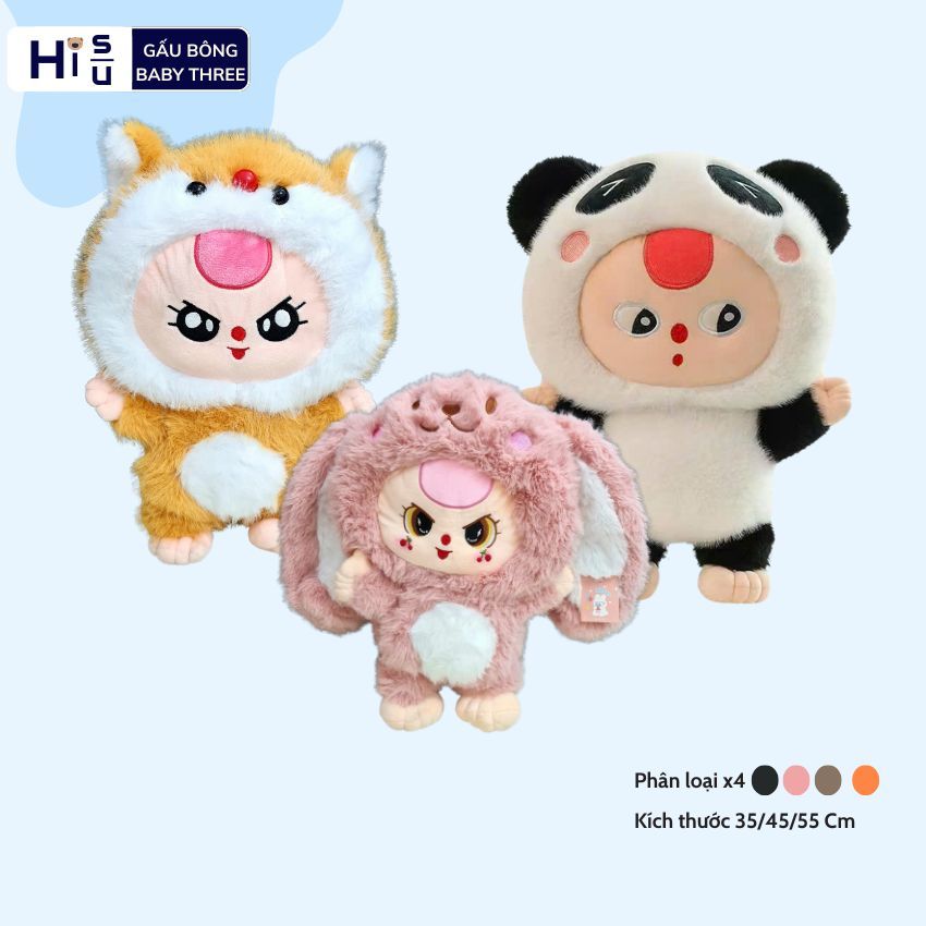 Gấu bông  bé ba  v3 động vật thù nhồi bông  bé ba  thỏ,cáo,gấu trúc chất liệu lông chồn kim cao cấp