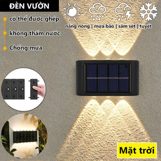 OOKAS Đèn năng lượng mặt trời hắt tường 10LED, đèn tường ngoài trời,Khu vườn trong sân trang trí