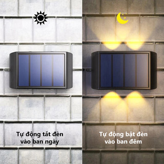 OOKAS Đèn năng lượng mặt trời hắt tường 10LED, đèn tường ngoài trời,Khu vườn trong sân trang trí