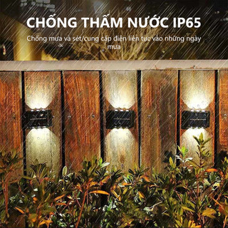 OOKAS Đèn năng lượng mặt trời hắt tường 10LED, đèn tường ngoài trời,Khu vườn trong sân trang trí