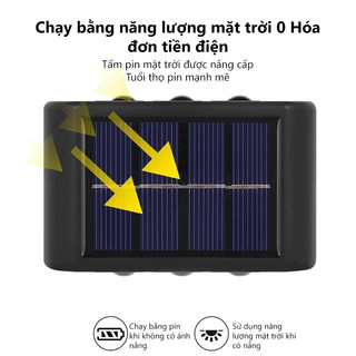 OOKAS Đèn năng lượng mặt trời hắt tường 10LED, đèn tường ngoài trời,Khu vườn trong sân trang trí